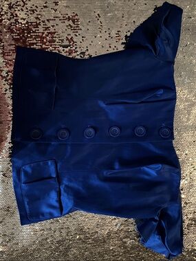bebe Deep Blue Satin-Look Top